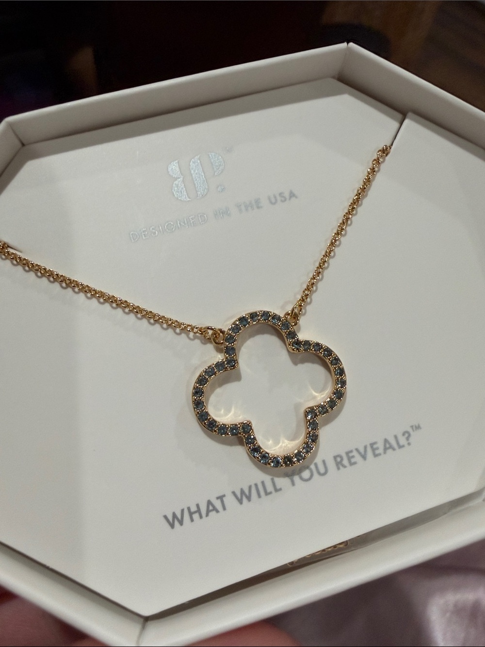 BP OG necklace, tourmaline clover on gold plating